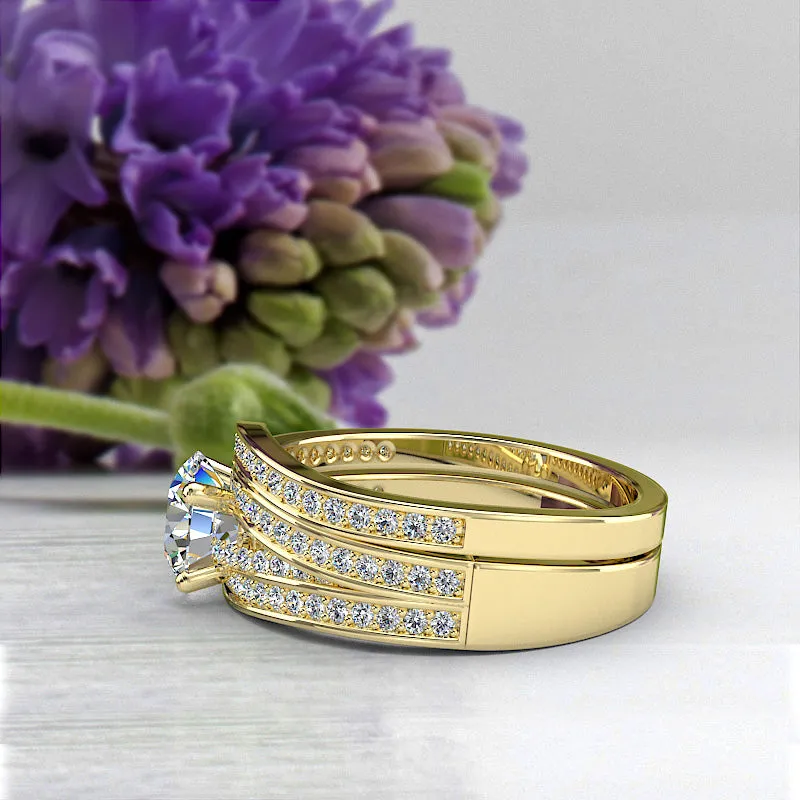 1.25ct Brilliant Diamond Gold Bridal Wedding Set - 02US16B