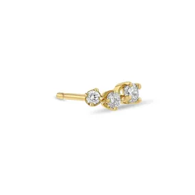 14K Gold Prong-Set Graduated Diamond Trio Climber Stud