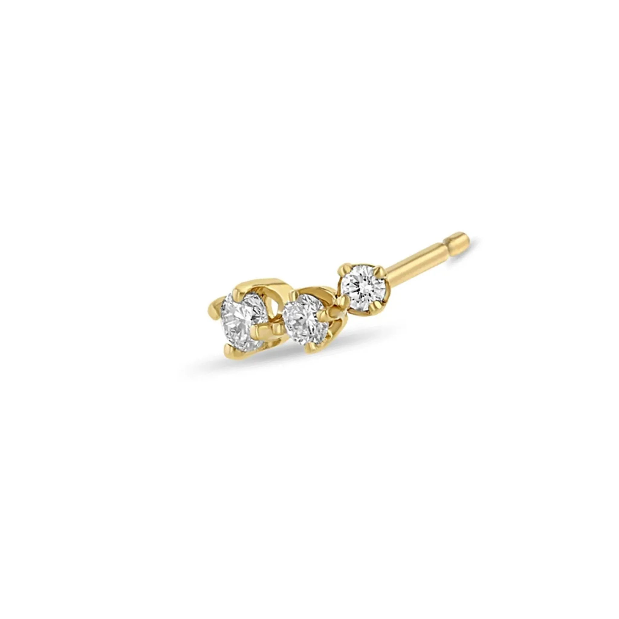 14K Gold Prong-Set Graduated Diamond Trio Climber Stud