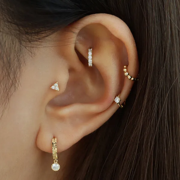 14K Gold Tragus Helix Cartilage Triangle Internally Threaded Flat Back Earring Labret Stud