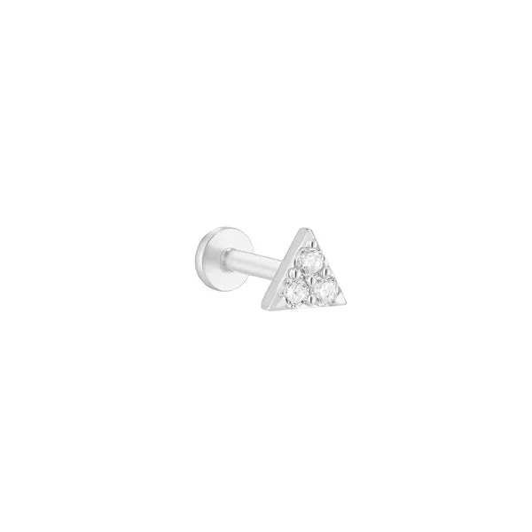 14K Gold Tragus Helix Cartilage Triangle Internally Threaded Flat Back Earring Labret Stud