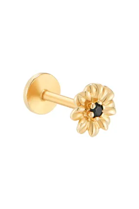 14K Gold Tragus Mila Flower Internally Threaded Flat Back Earring Labret Stud