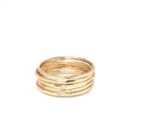 14K HAMMERED DIAMOND 5 RING SET | IN STOCK