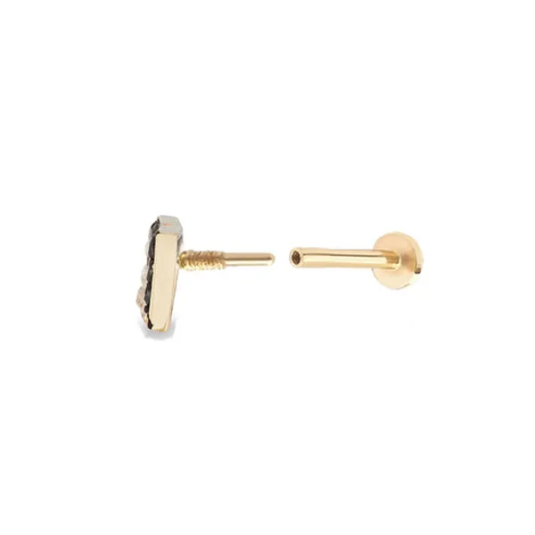 14K Solid Gold Triangle Helix Cartilage Internally Threaded Flat Back Earring Labret Stud