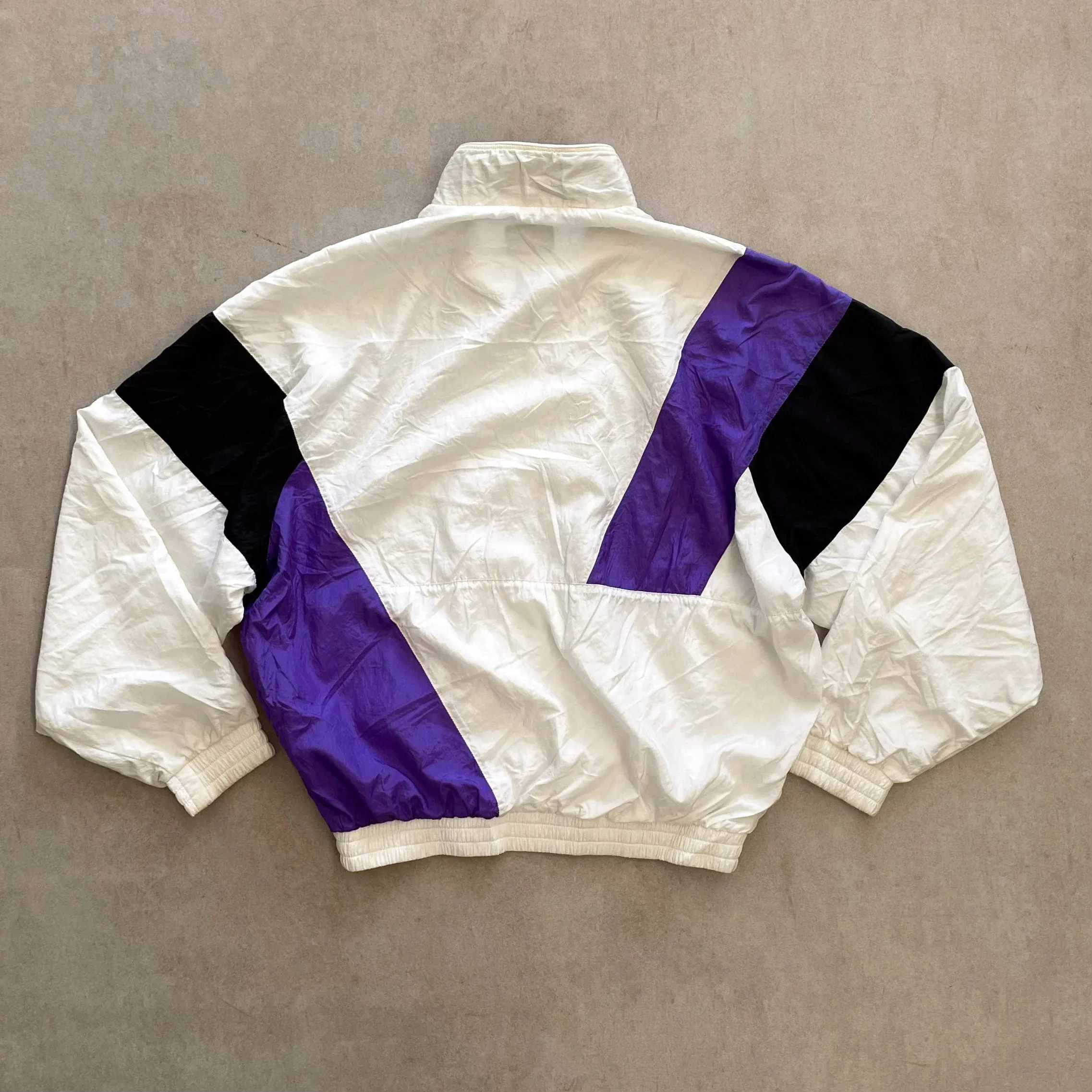 1990 Vintage Asics White Striped Jacket - M