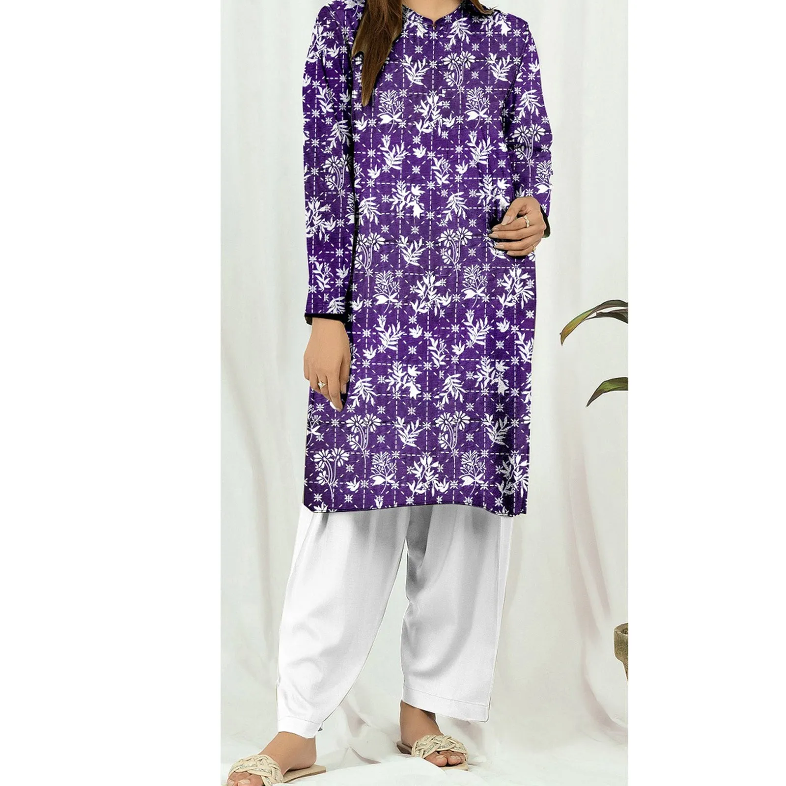 1PC- Unstitched Digital Slub Khaddar Shirt PW4355