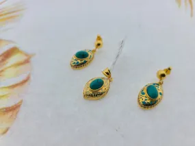 21K Solid Gold Turkish Design Pendant Set P5136