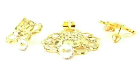 22k 22ct Solid Gold ELEGANT Antique Filigree Pendant Set Matte Finishing P2085