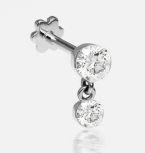 2mm-1.5mm Invisible Set Diamond Dangle Threaded Stud