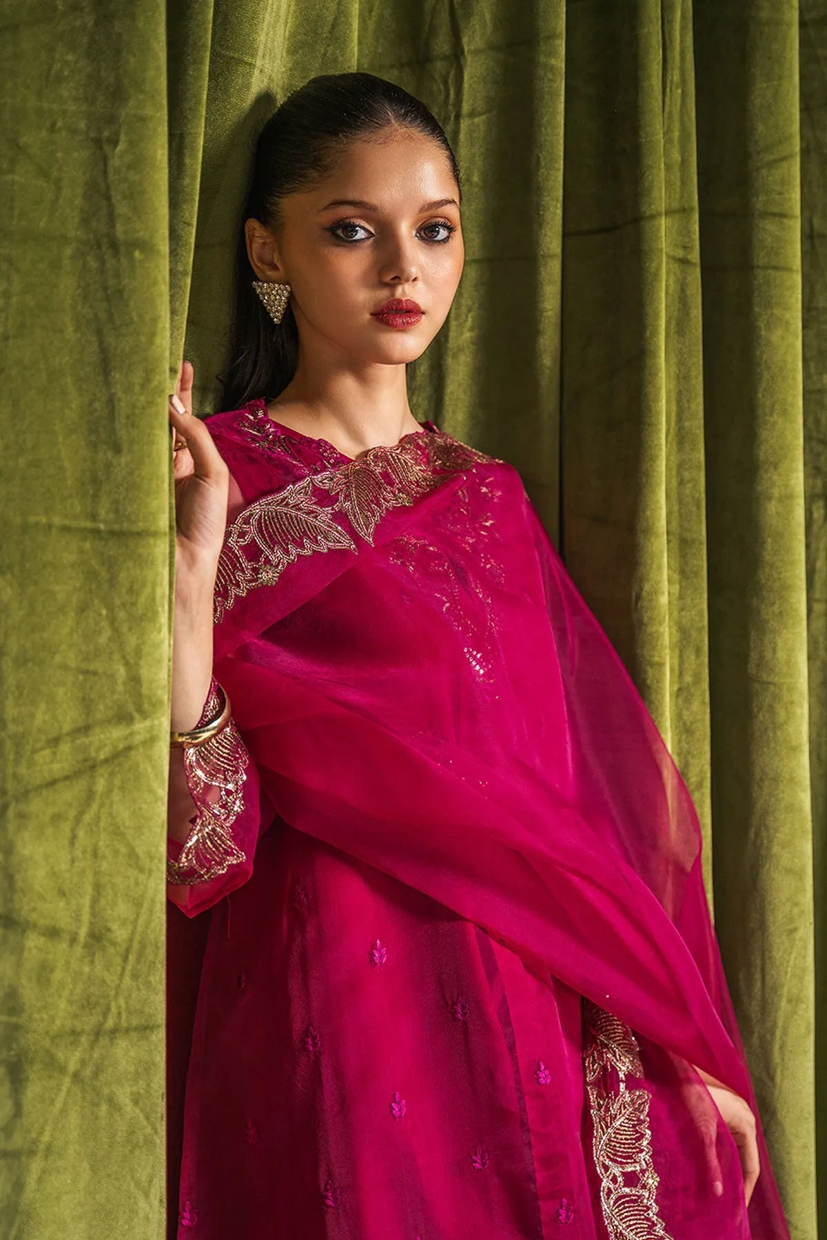 Embroidered Organza Shirt with Dupatta and Trouser - CMA-3-234