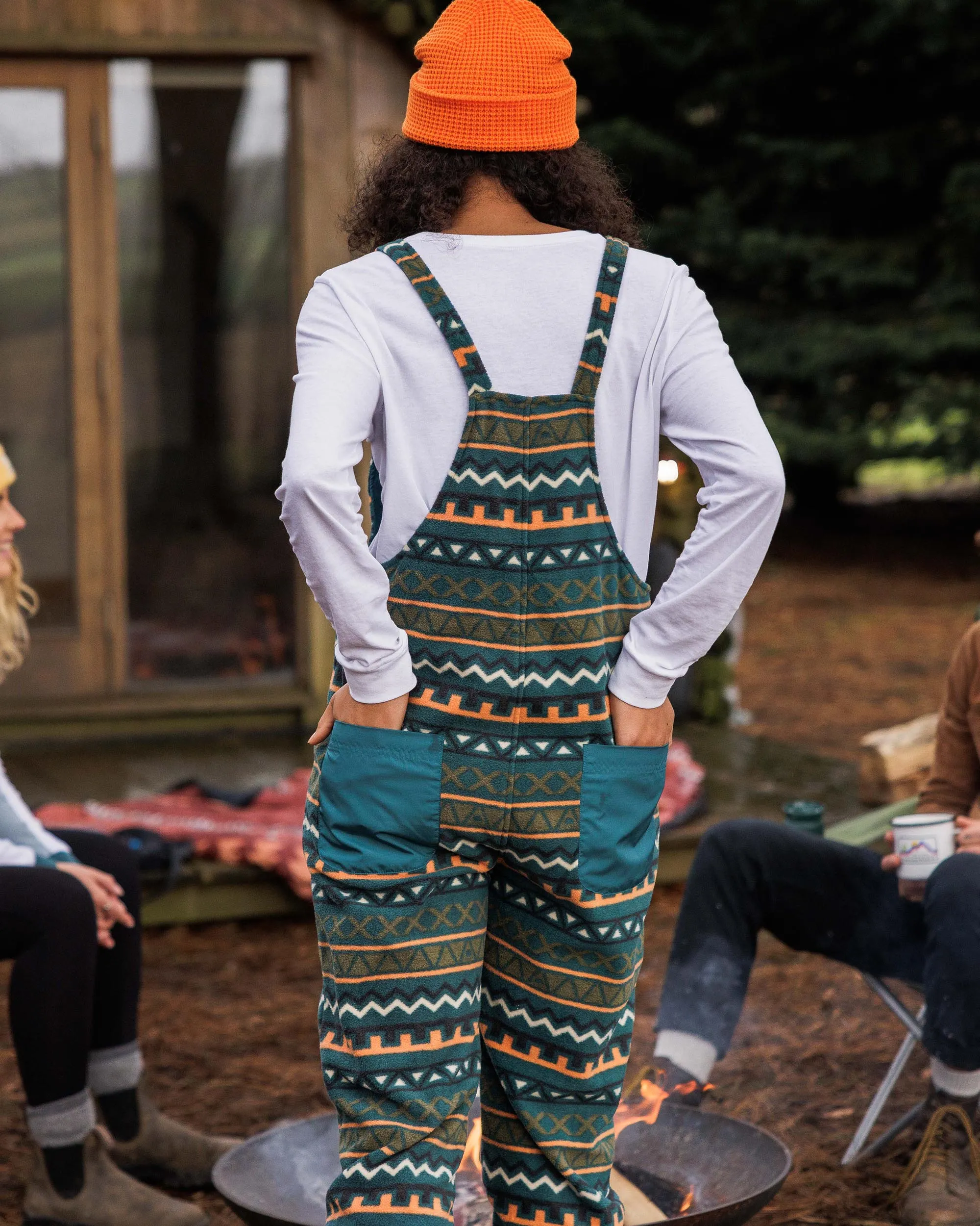 Ace Polar Fleece Dungarees - Retro Geo Mediterranean Google-friendly