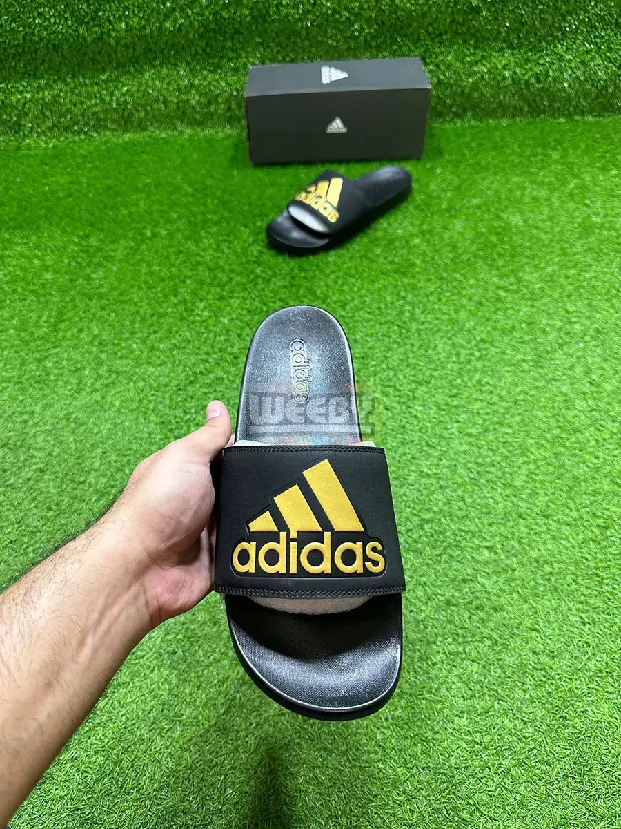 Adidas Logo Slides (Blk/Gold) (Extra Soft)