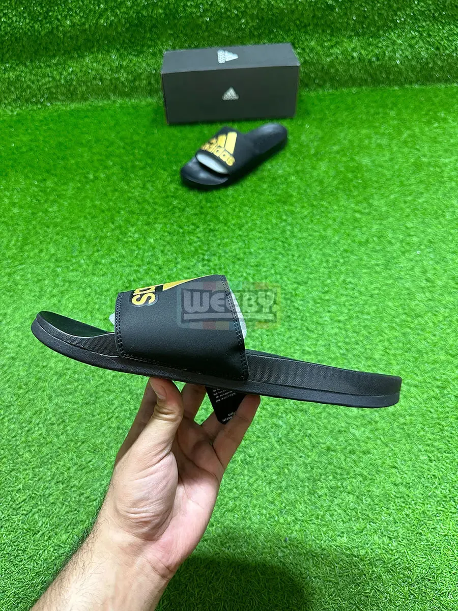 Adidas Logo Slides (Blk/Gold) (Extra Soft)