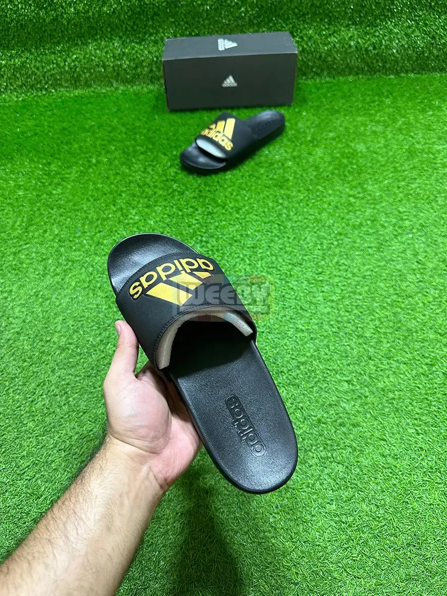 Adidas Logo Slides (Blk/Gold) (Extra Soft)