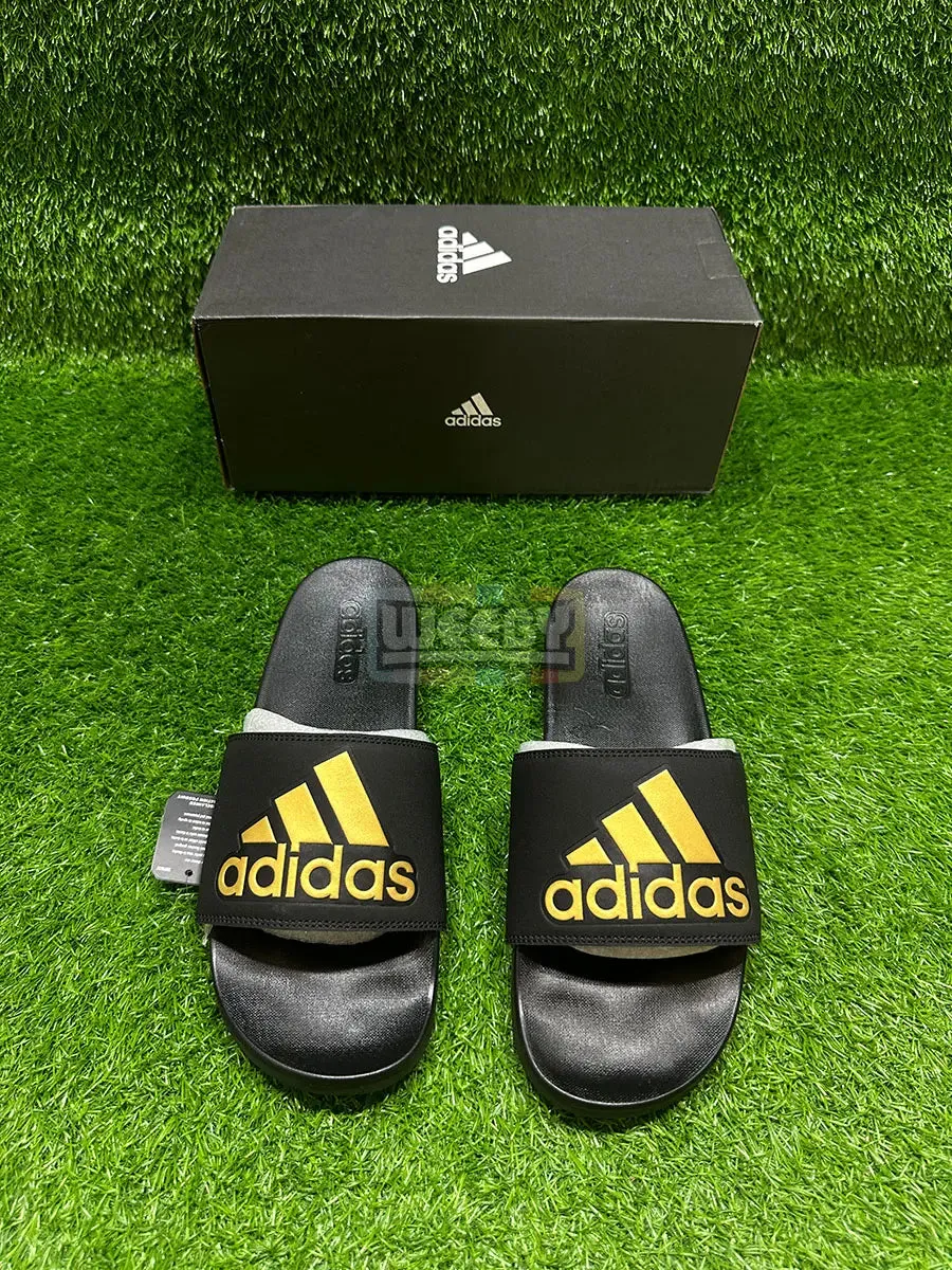 Adidas Logo Slides (Blk/Gold) (Extra Soft)