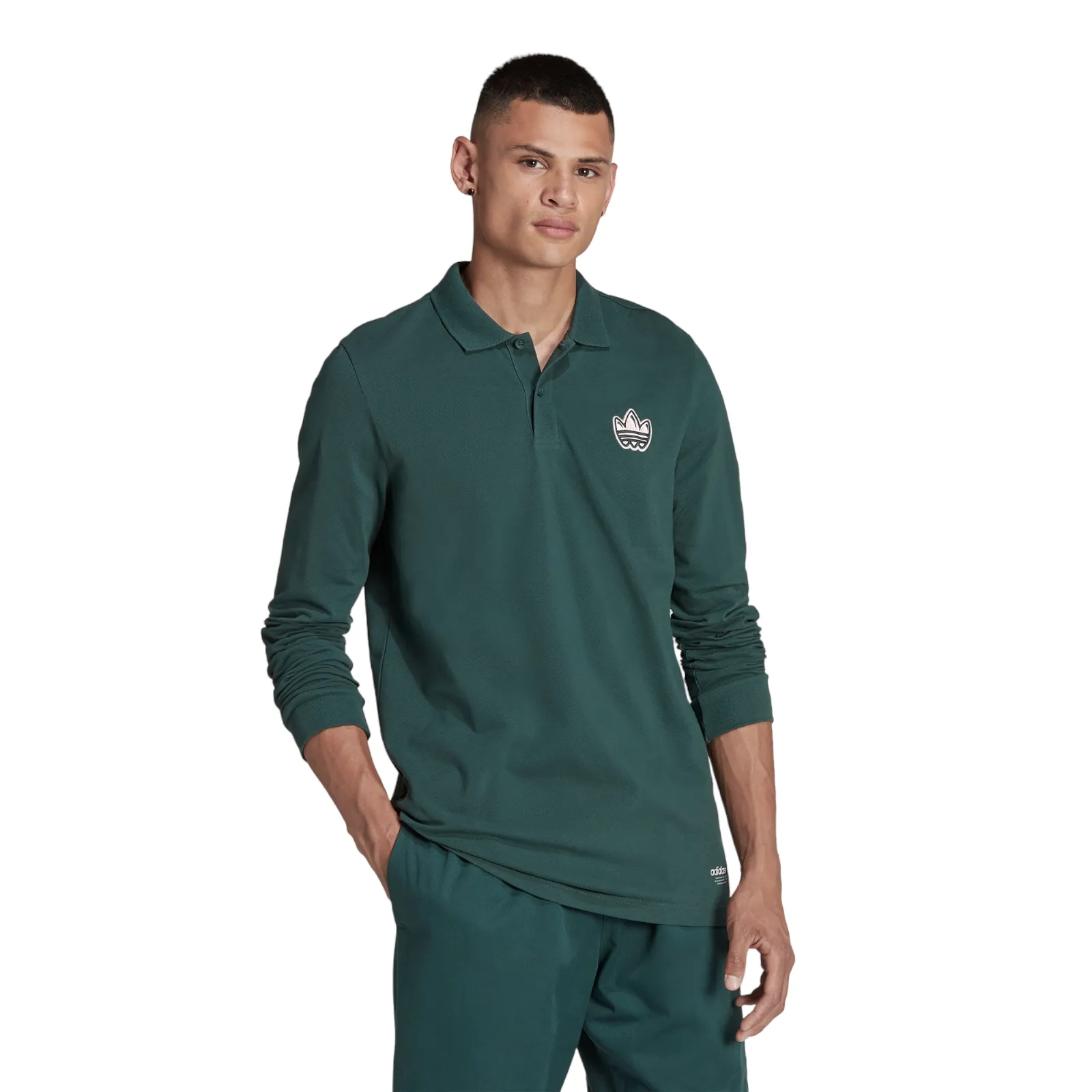 adidas Originals Graphics Campus Long Sleeve Polo Shirt - Green