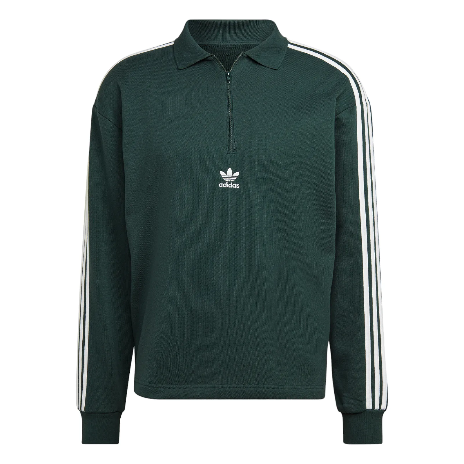 adidas Originals Long Sleeve 3 Stripe Polo - Mineral Green