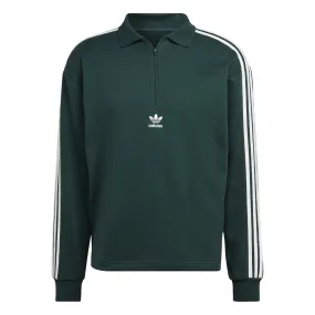 adidas Originals Long Sleeve 3 Stripe Polo - Mineral Green