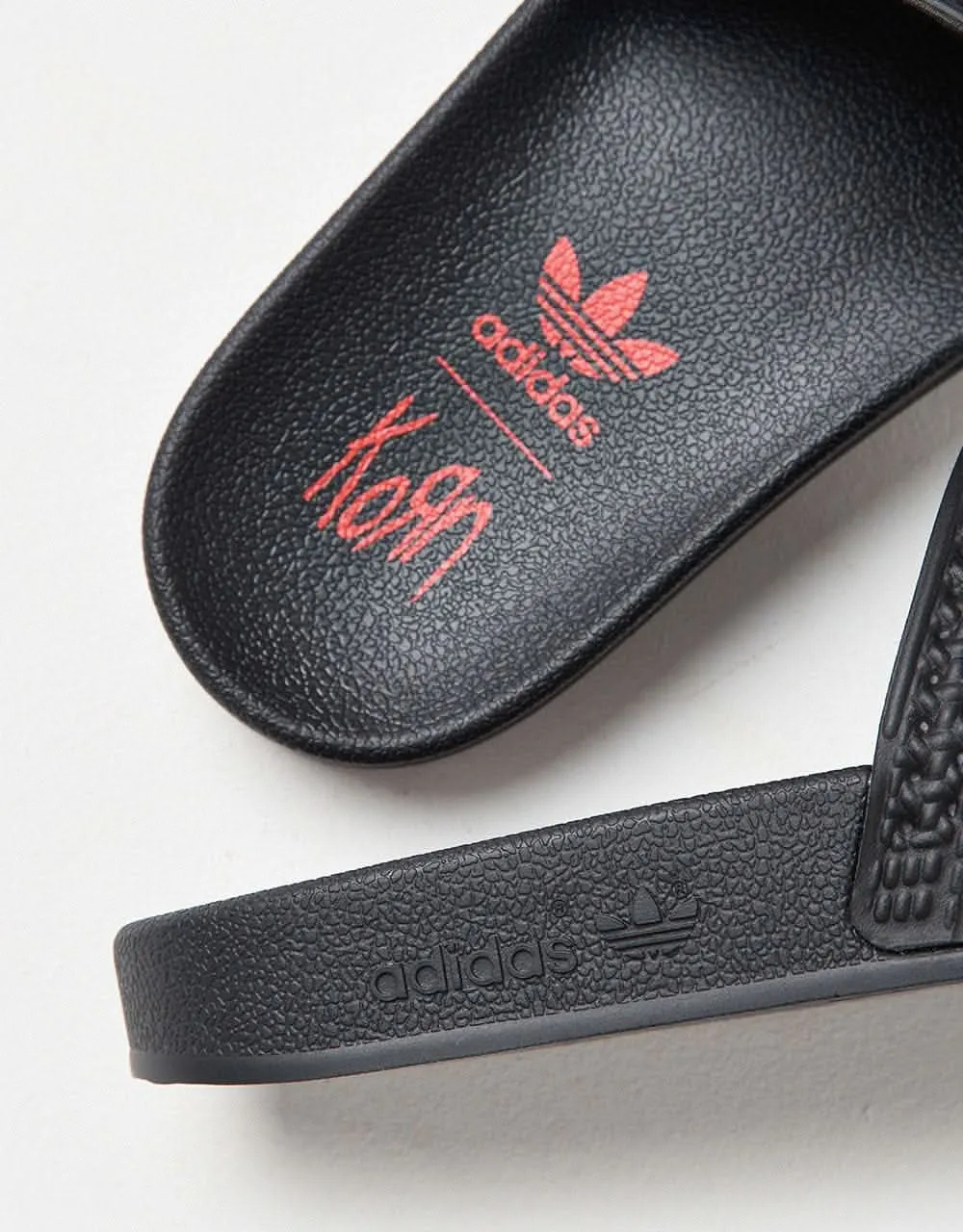 adidas x Korn Adilette Slides - Core Black/White/Better Scarlet