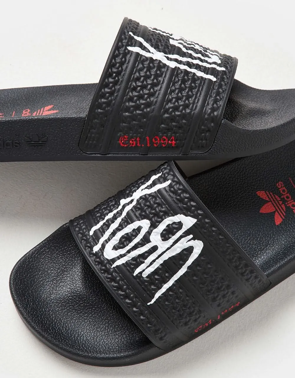 adidas x Korn Adilette Slides - Core Black/White/Better Scarlet