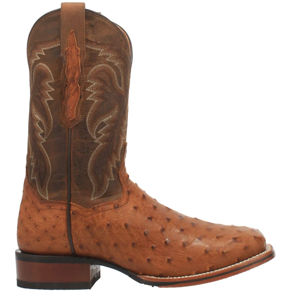 Alamosa Ostrich Embroidered Square Toe Cowboy Boots