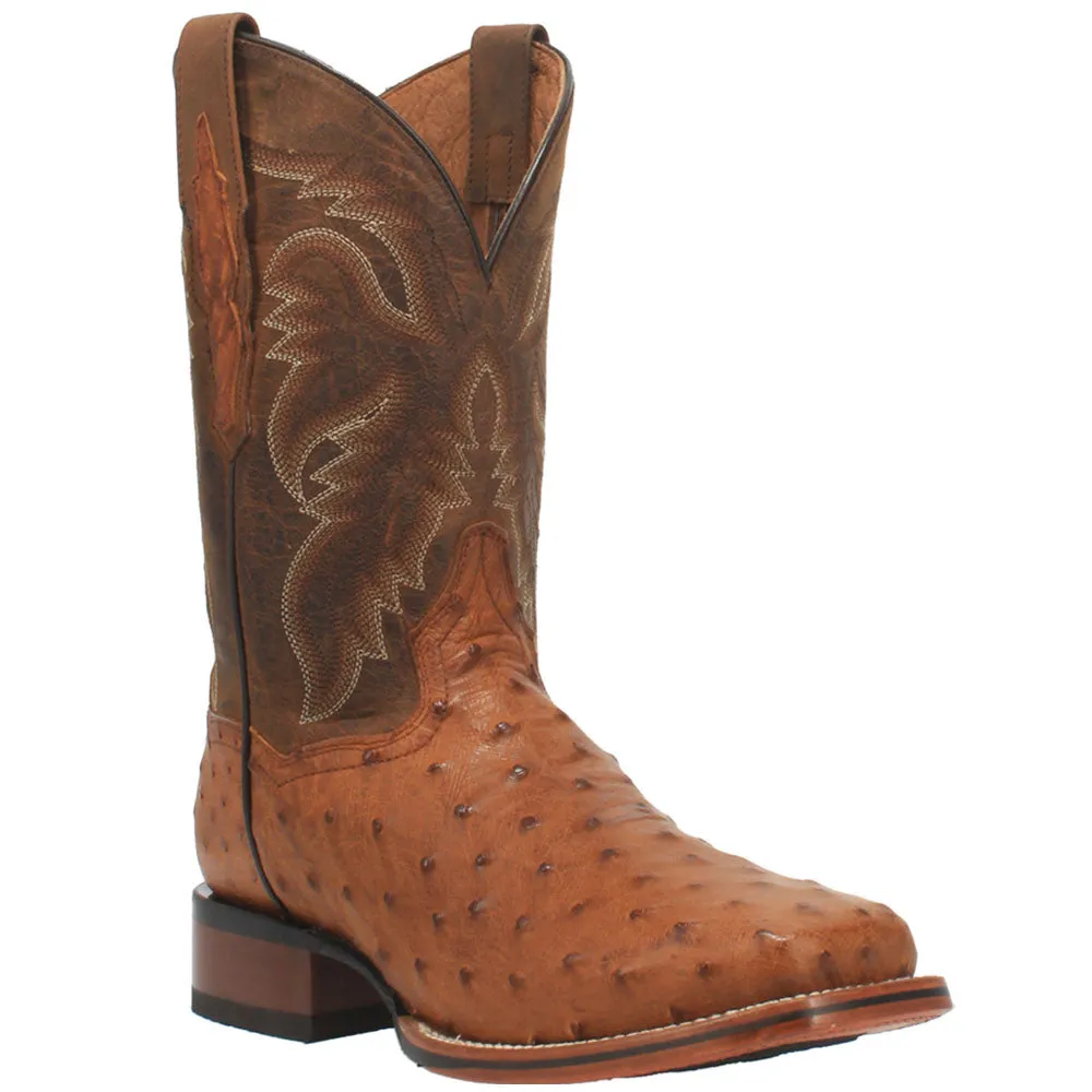 Alamosa Ostrich Embroidered Square Toe Cowboy Boots