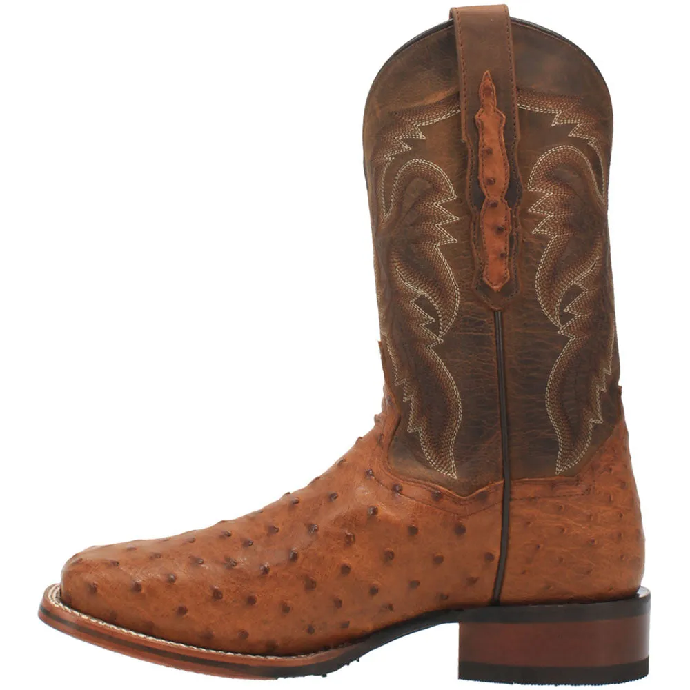 Alamosa Ostrich Embroidered Square Toe Cowboy Boots