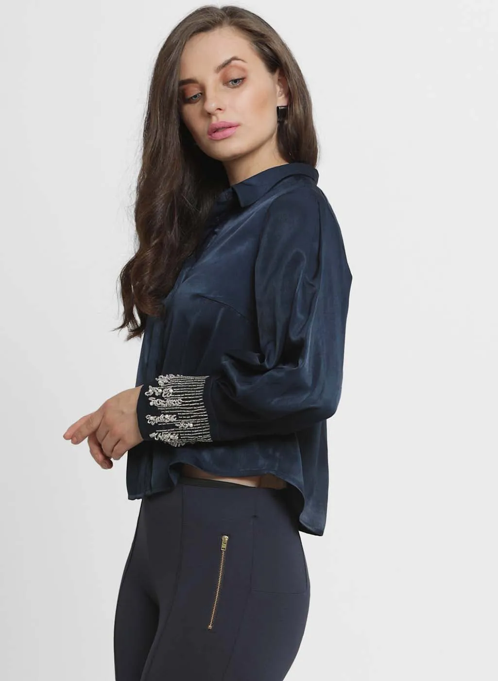 Alison Collar Shirt with Embroidered Details