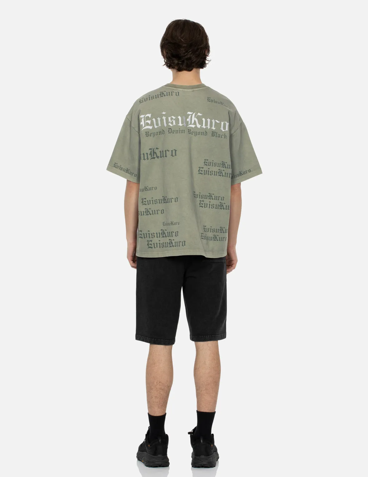 Allover Logo and Seagull Embroidery Loose Fit Pigment Dye T-Shirt