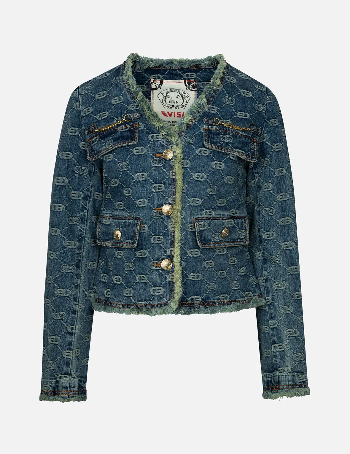 Allover Logo Jacquard Fashion Fit Denim Jacket