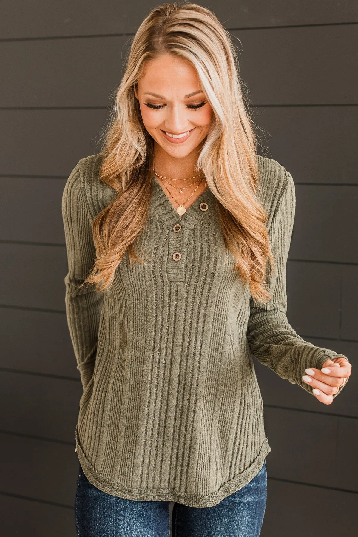 Dark Sage Knit Top - Always Lovable