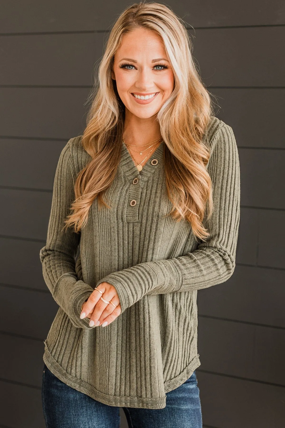 Dark Sage Knit Top - Always Lovable