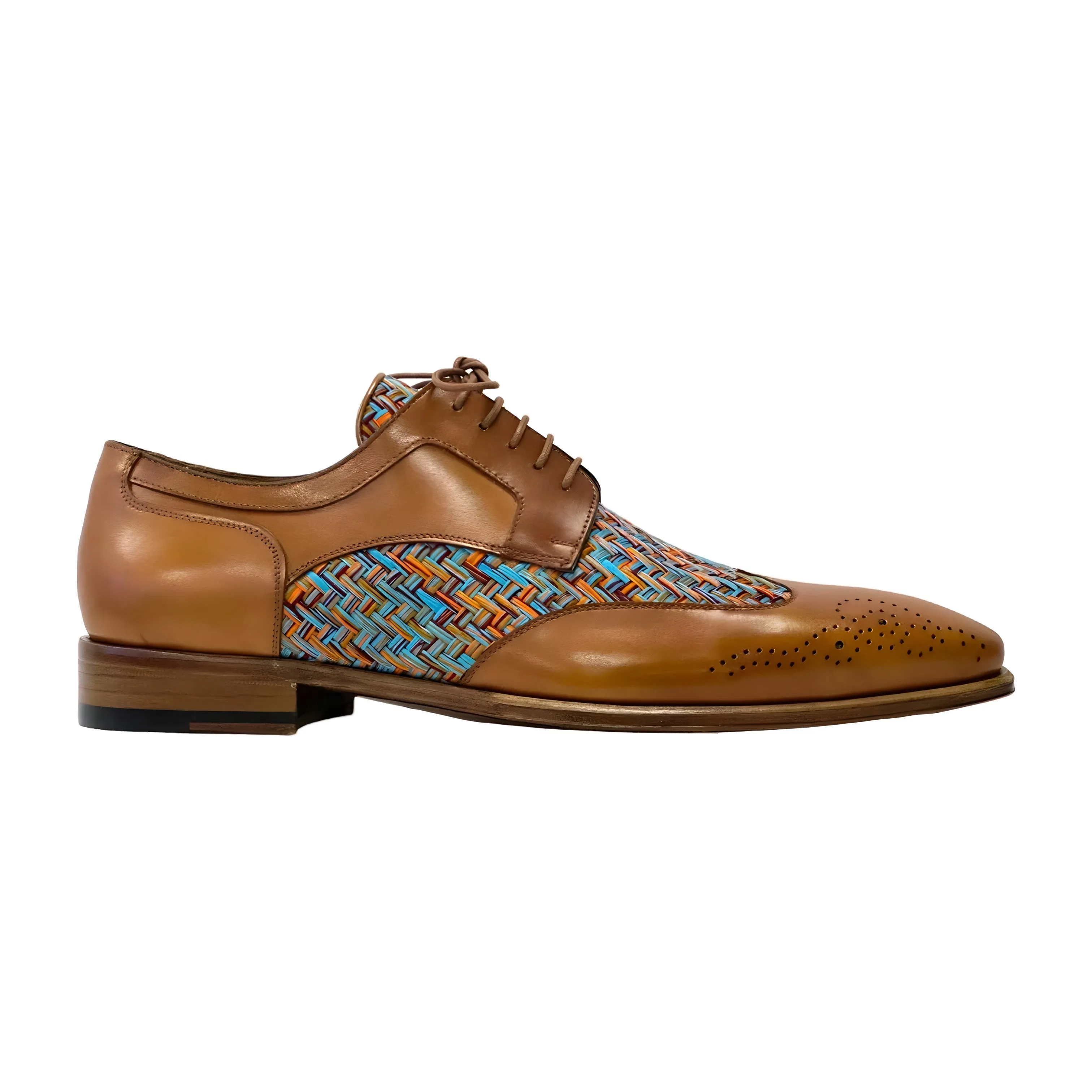 Ambrogio Men's Shoes Multi-Color Fabric / Calf-Skin Leather Dress/ Formal Derby Oxfords (AMZ1010)