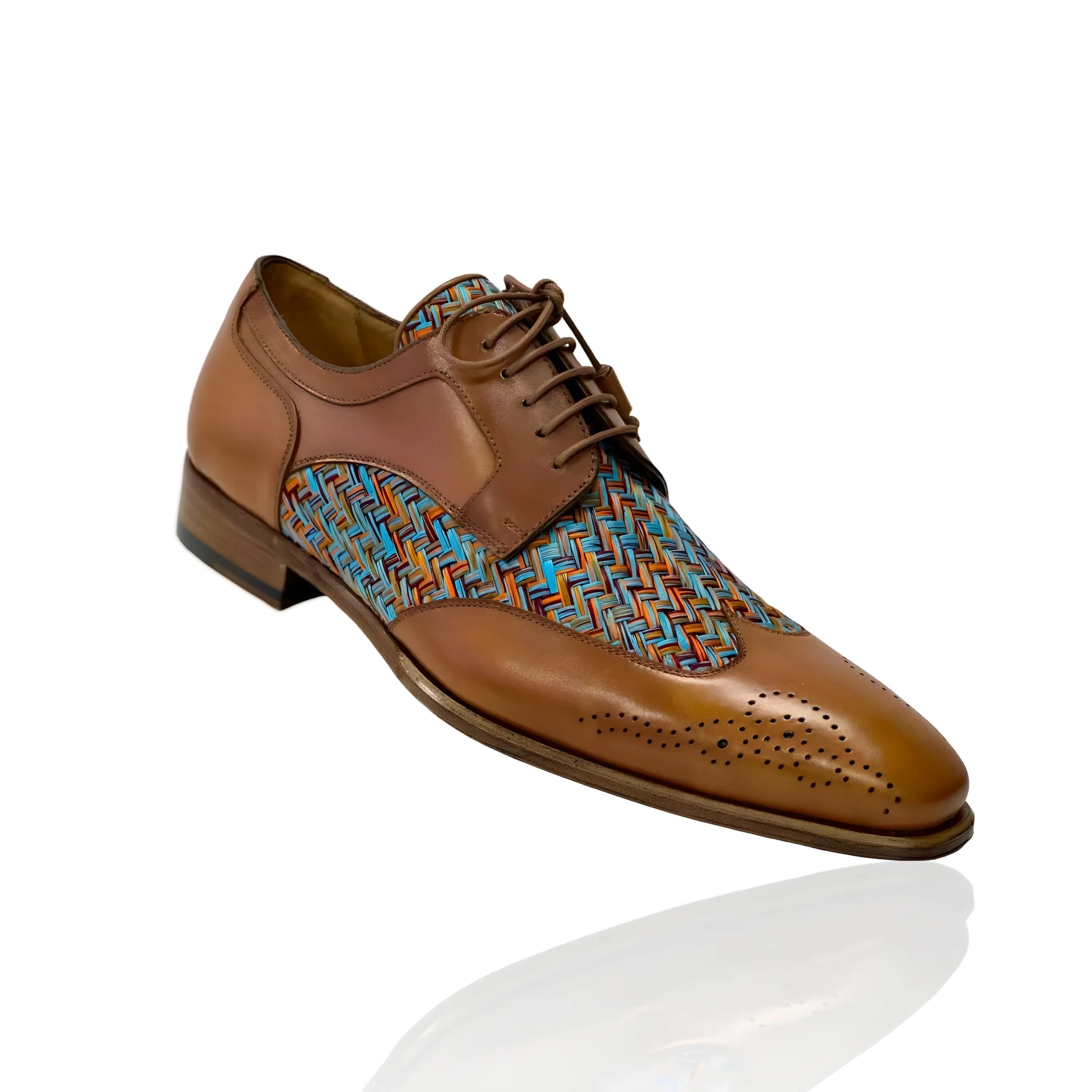 Ambrogio Men's Shoes Multi-Color Fabric / Calf-Skin Leather Dress/ Formal Derby Oxfords (AMZ1010)