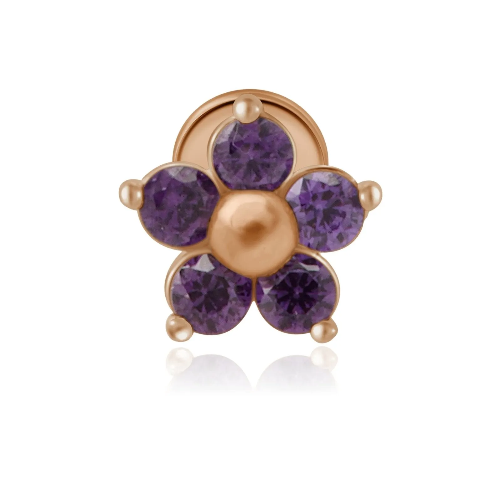 Amethyst Flower Flat Back Stud