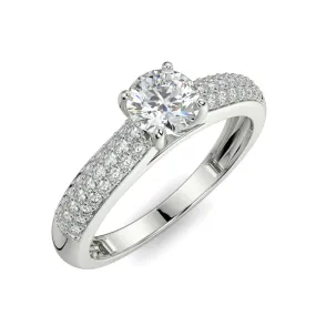 “Amour” Brilliant Round 4 Prong Pave Set Engagement Ring 