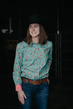 'Arden' Ariat Teal Floral Kirby Shirt (XS Only)