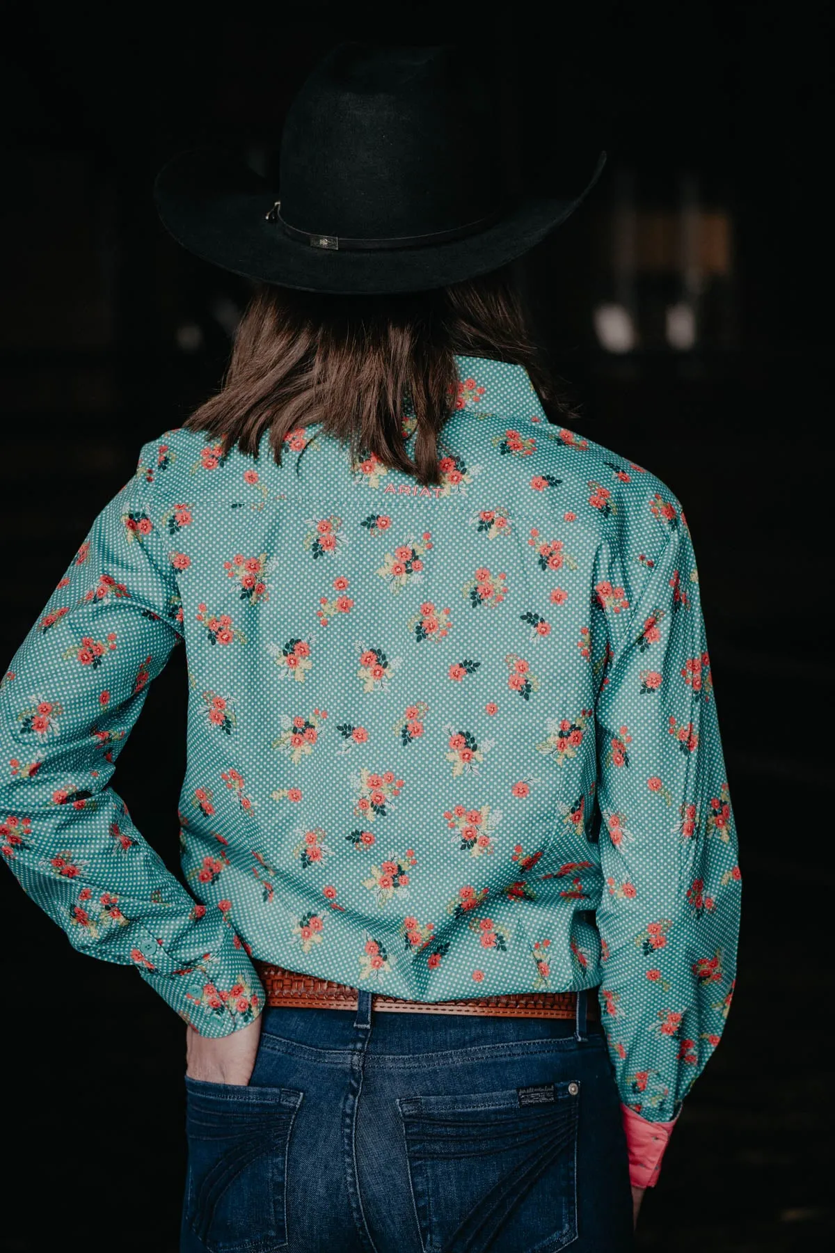 'Arden' Ariat Teal Floral Kirby Shirt (XS Only)