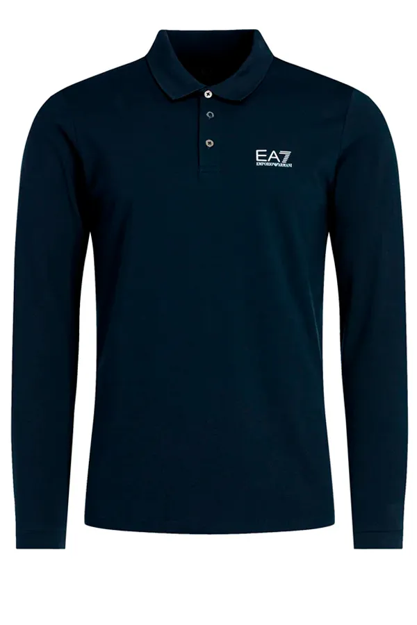 Armani EA7 Core Long Sleeve Polo Shirt in Navy