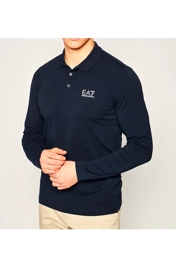 Armani EA7 Core Long Sleeve Polo Shirt in Navy