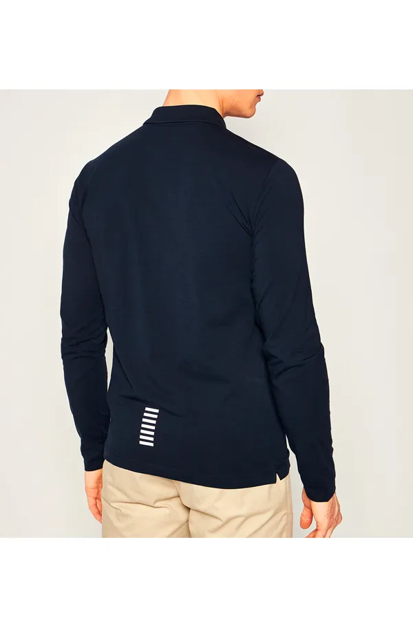 Armani EA7 Core Long Sleeve Polo Shirt in Navy