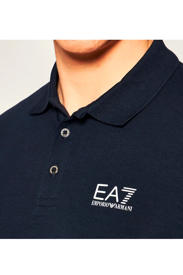 Armani EA7 Core Long Sleeve Polo Shirt in Navy