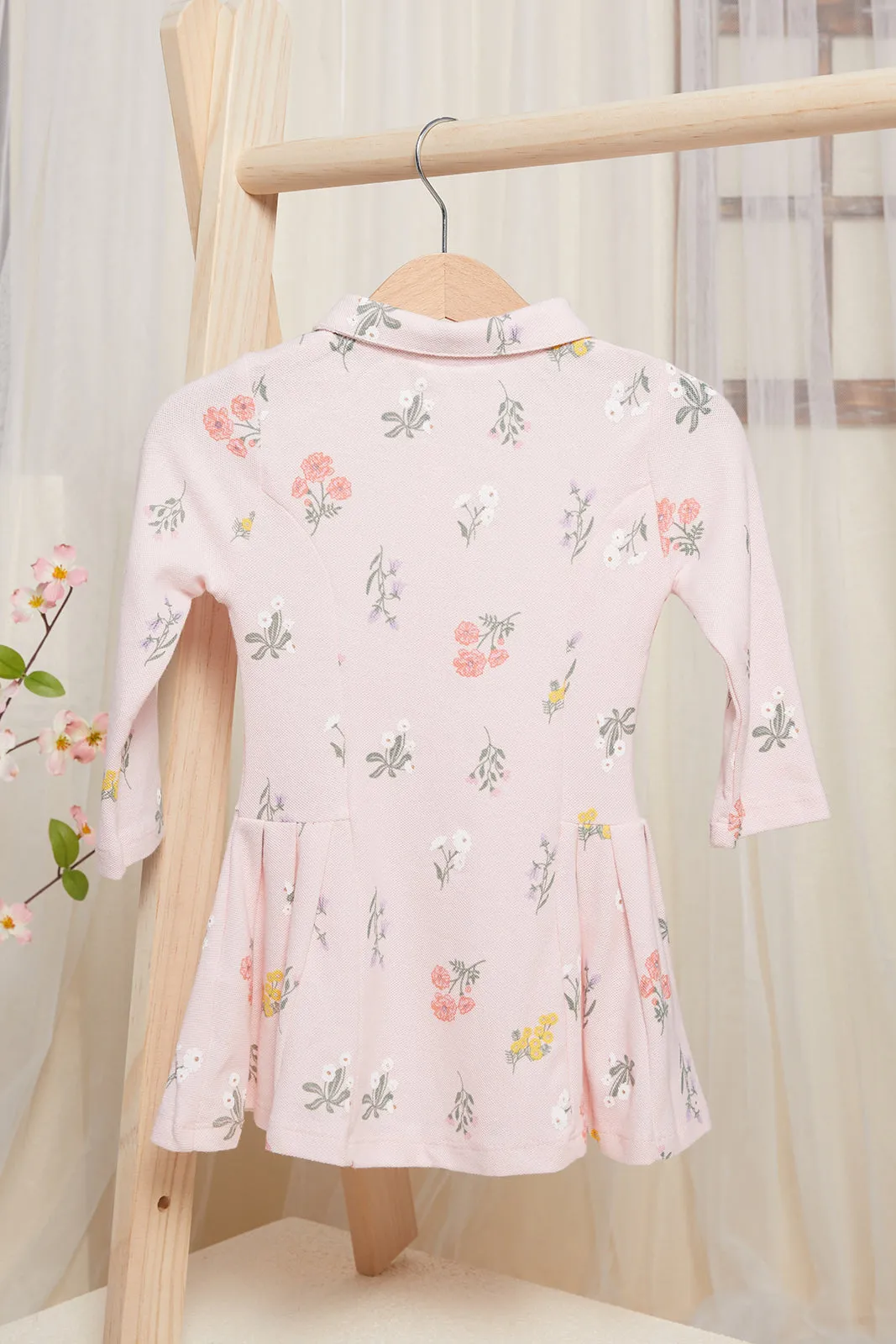 Baby Pink Floral Printed Dress