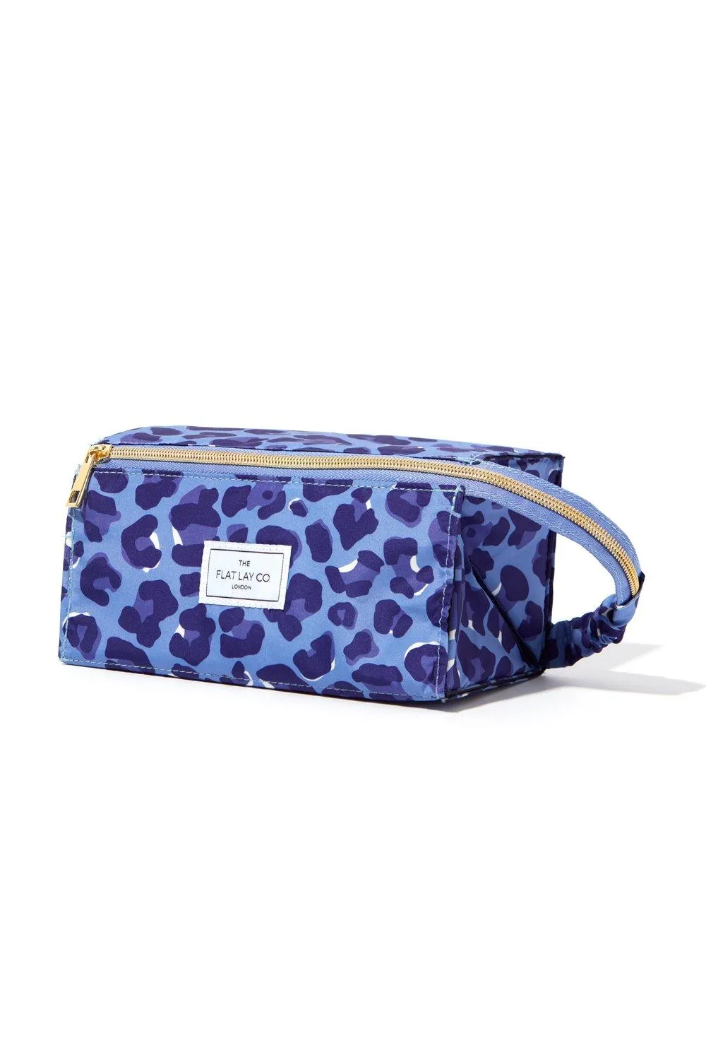 Beauty Tools | The Flat Lay Co. Open Flat Box Bag in Blue Leopard | The Flat Lay Co