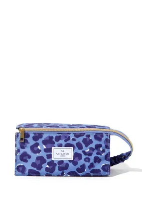 Beauty Tools | The Flat Lay Co. Open Flat Box Bag in Blue Leopard | The Flat Lay Co