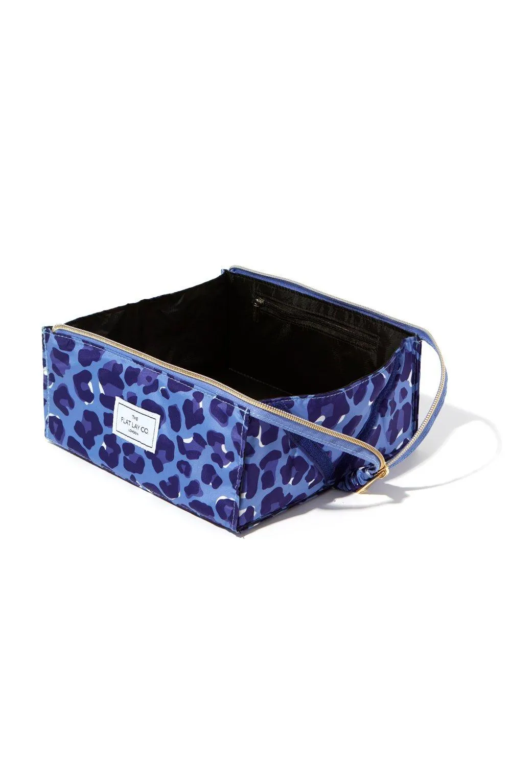 Beauty Tools | The Flat Lay Co. Open Flat Box Bag in Blue Leopard | The Flat Lay Co