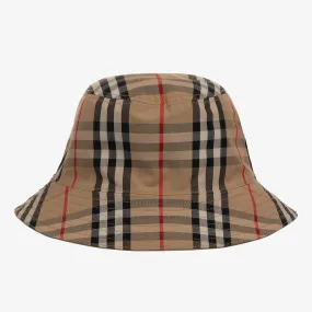 Beige Check Reversible Bucket Hat