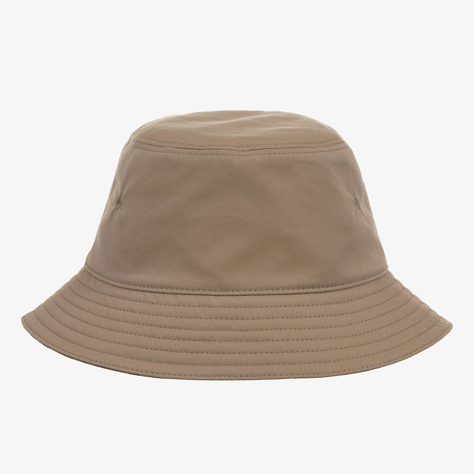 Beige Check Reversible Bucket Hat