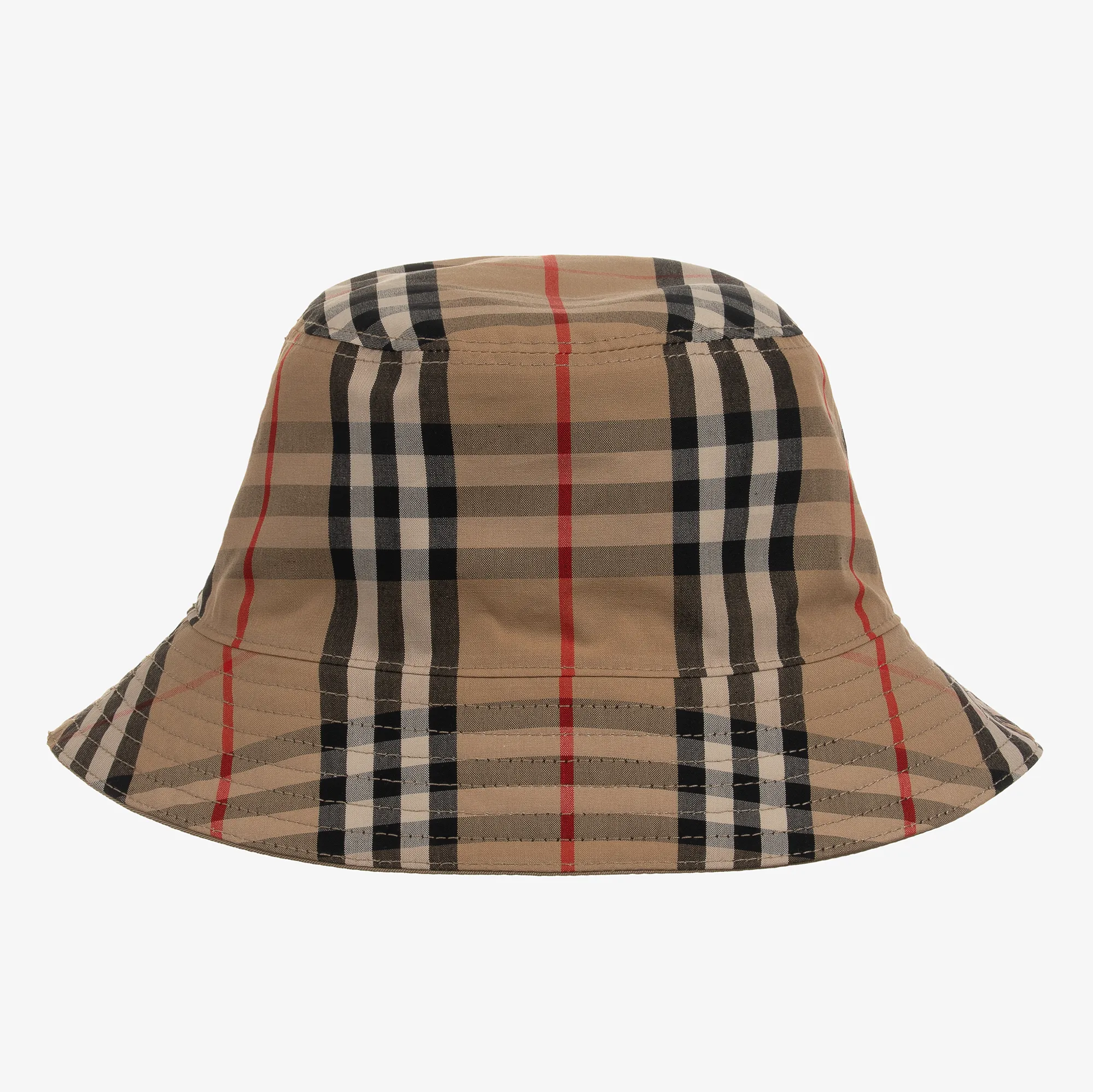 Beige Check Reversible Bucket Hat