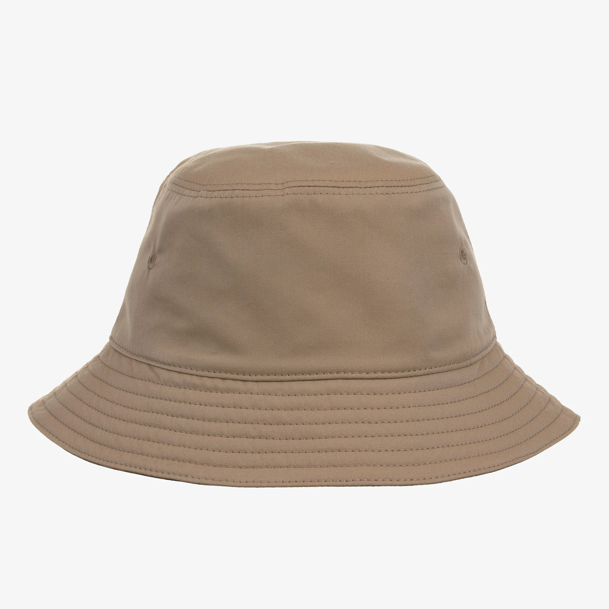 Beige Check Reversible Bucket Hat